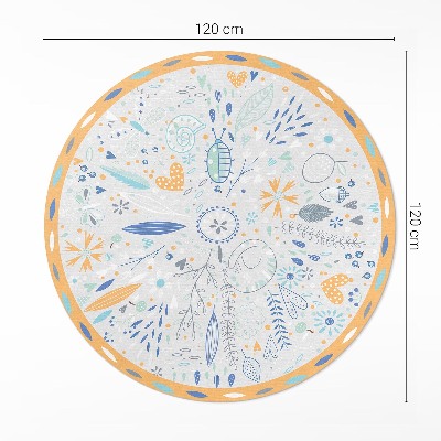 Vinyl vloerkleed rond Wilde bloemen in pastelkleuren