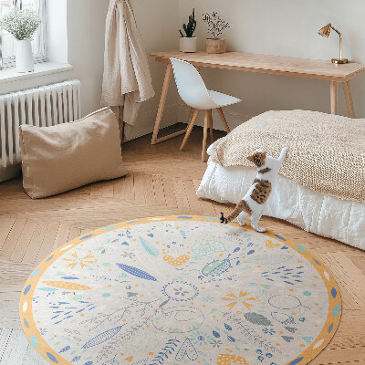 Vinyl vloerkleed rond Wilde bloemen in pastelkleuren
