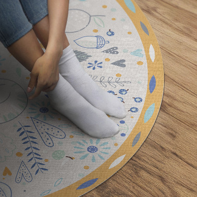 Vinyl vloerkleed rond Wilde bloemen in pastelkleuren