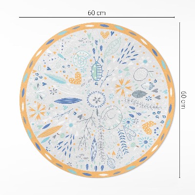 Vinyl vloerkleed rond Wilde bloemen in pastelkleuren