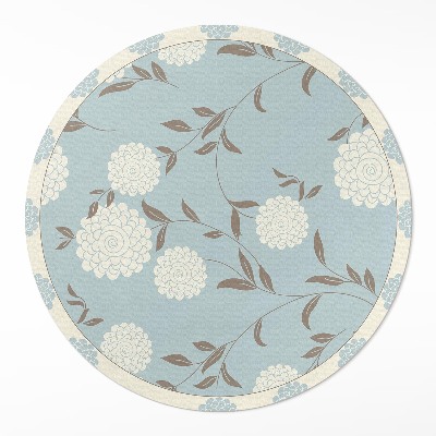 Rond pvc tapijt Grote witte chrysanten op een pastelkleurige achtergrond
