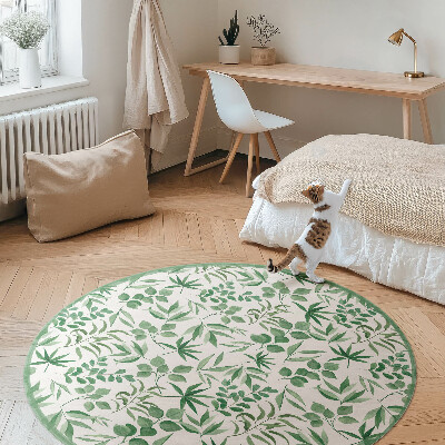 Pvc mat rond Aquarelbladeren in een delicate stijl