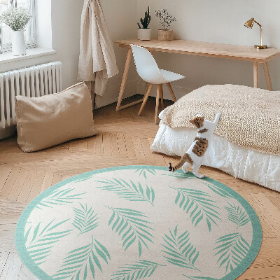 Vinyl vloerkleed rond Palmtakken tropische bladeren