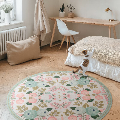 Pvc mat rond Pastelkleurige delicate pioenrozen