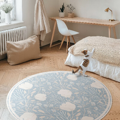 Vinyl vloerkleed rond Prachtige bloemen op een pastelkleurige achtergrond