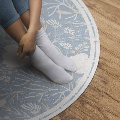 Vinyl vloerkleed rond Prachtige bloemen op een pastelkleurige achtergrond