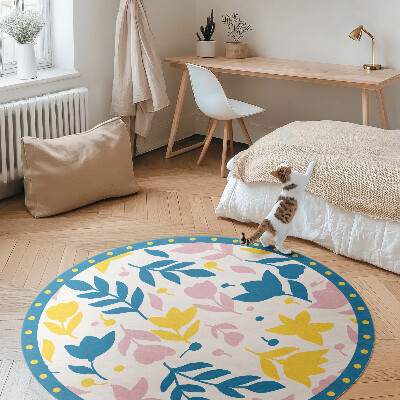 Pvc mat rond Pastelkleurige bloemen plant illustratie