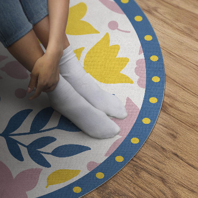 Pvc mat rond Pastelkleurige bloemen plant illustratie