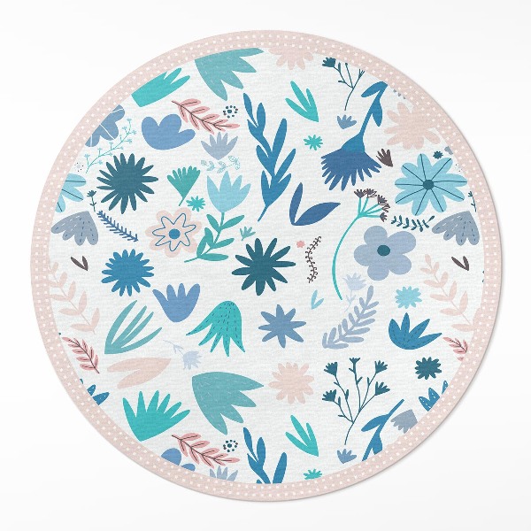 Rond pvc tapijt Pastelkleurige boho bloemen en planten