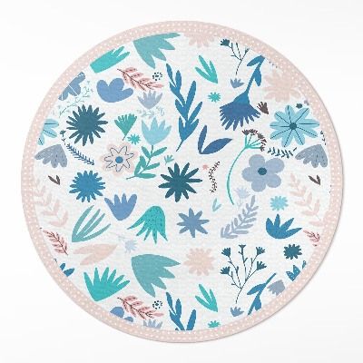 Rond pvc tapijt Pastelkleurige boho bloemen en planten