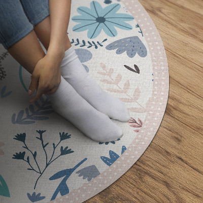 Rond pvc tapijt Pastelkleurige boho bloemen en planten