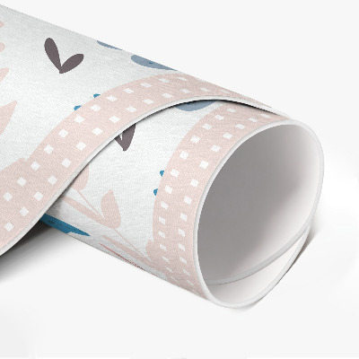 Rond pvc tapijt Pastelkleurige boho bloemen en planten