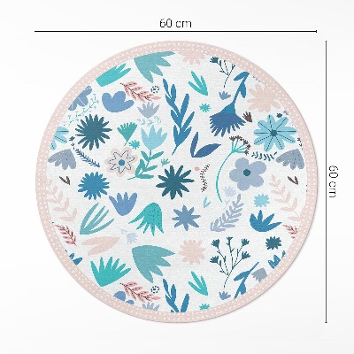 Rond pvc tapijt Pastelkleurige boho bloemen en planten