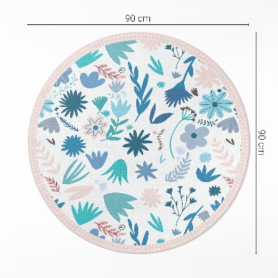 Rond pvc tapijt Pastelkleurige boho bloemen en planten