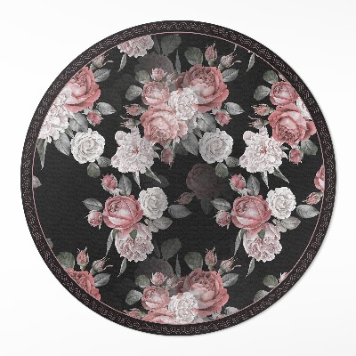 Vinyl vloerkleed rond Retro mooie bloemen rozen