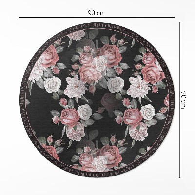 Vinyl vloerkleed rond Retro mooie bloemen rozen