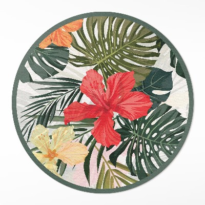 Pvc mat rond Tropische Hawaiiaanse bloemen