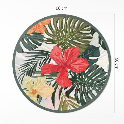Pvc mat rond Tropische Hawaiiaanse bloemen