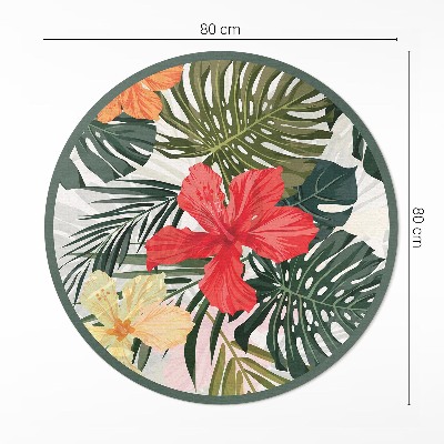 Pvc mat rond Tropische Hawaiiaanse bloemen