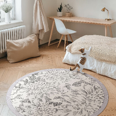 Rond pvc tapijt Stijlvolle schets van een weidebloem