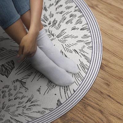 Rond pvc tapijt Stijlvolle schets van een weidebloem