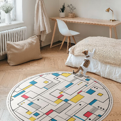 Rond pvc tapijt Kleurrijke lijnabstractie