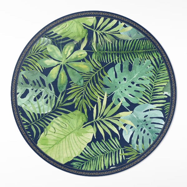 Pvc mat rond Tropische wilde junglebladeren