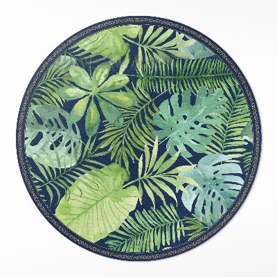 Pvc mat rond Tropische wilde junglebladeren