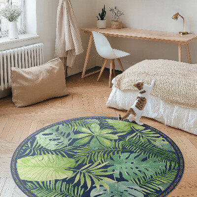 Pvc mat rond Tropische wilde junglebladeren