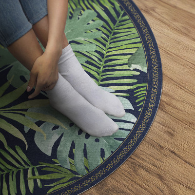 Pvc mat rond Tropische wilde junglebladeren