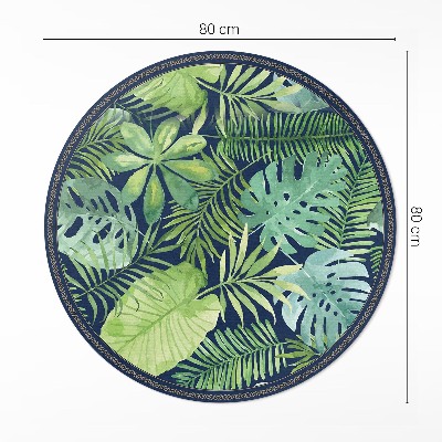 Pvc mat rond Tropische wilde junglebladeren