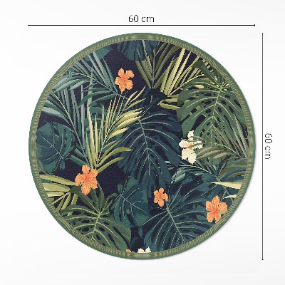 Rond pvc tapijt Tropische planten, bladeren en bloemen vintage