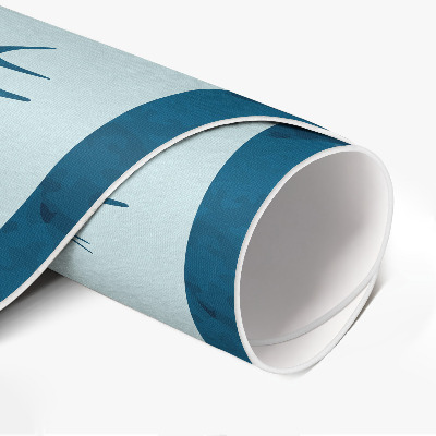 Vinyl vloerkleed rond Kleine blaadjes op een blauwe achtergrond