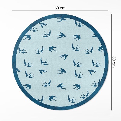 Vinyl vloerkleed rond Kleine blaadjes op een blauwe achtergrond