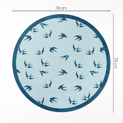 Vinyl vloerkleed rond Kleine blaadjes op een blauwe achtergrond