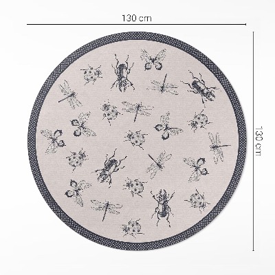 Vinyl vloerkleed rond Boho-insecten op een lichte achtergrond