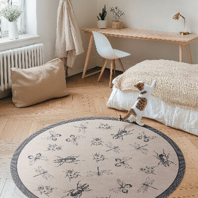 Vinyl vloerkleed rond Boho-insecten op een lichte achtergrond