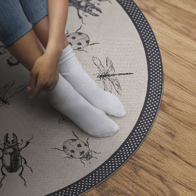 Vinyl vloerkleed rond Boho-insecten op een lichte achtergrond