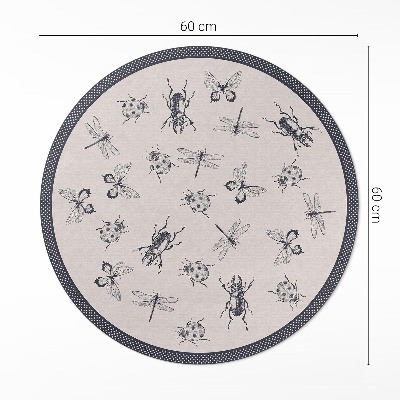 Vinyl vloerkleed rond Boho-insecten op een lichte achtergrond