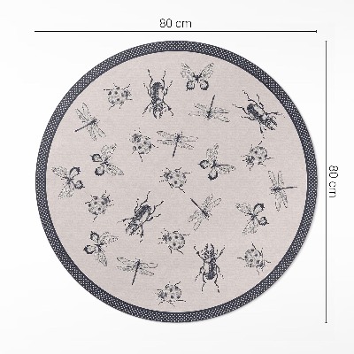Vinyl vloerkleed rond Boho-insecten op een lichte achtergrond