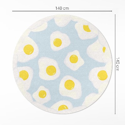 Vinyl vloerkleed rond Gebakken eieren op een blauwe achtergrond