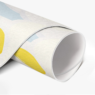 Vinyl vloerkleed rond Gebakken eieren op een blauwe achtergrond