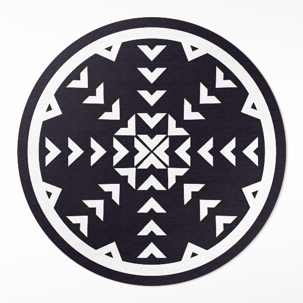 Pvc mat rond Wit pijlenpatroon op een donkere achtergrond
