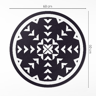 Pvc mat rond Wit pijlenpatroon op een donkere achtergrond