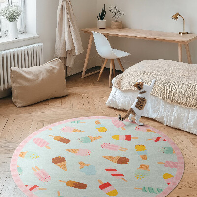 Vinyl vloerkleed rond Zoete ijshoorntjes