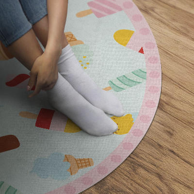 Vinyl vloerkleed rond Zoete ijshoorntjes