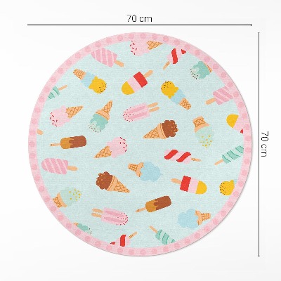 Vinyl vloerkleed rond Zoete ijshoorntjes