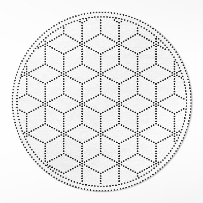 Rond pvc tapijt 3D kubussen moderne stippen