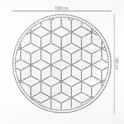 Rond pvc tapijt 3D kubussen moderne stippen
