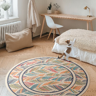 Vinyl vloerkleed rond Kleurrijke abstracte boho-bladeren